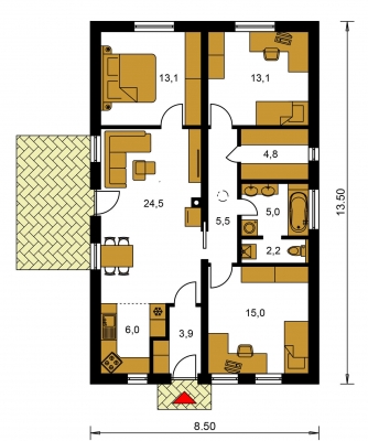 Floor plan of ground floor - BUNGALOW 121